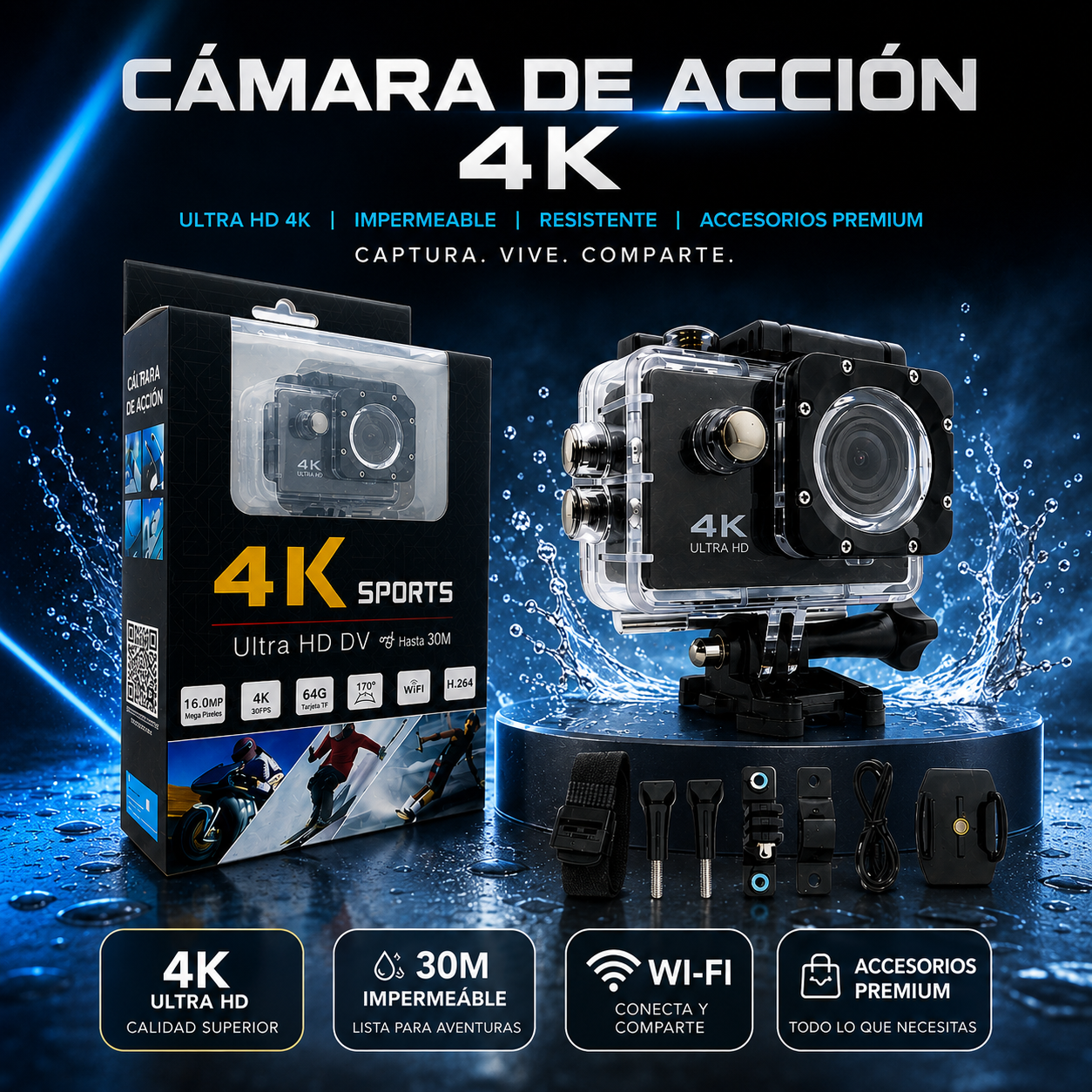 🔥 LIQUIDACIÓN DE STOCK: - Cámara de Acción 4K + FUNDA ULTRARRESISTENTE DE REGALO - [PROMOCIÓN DE CUMPLEAÑOS]