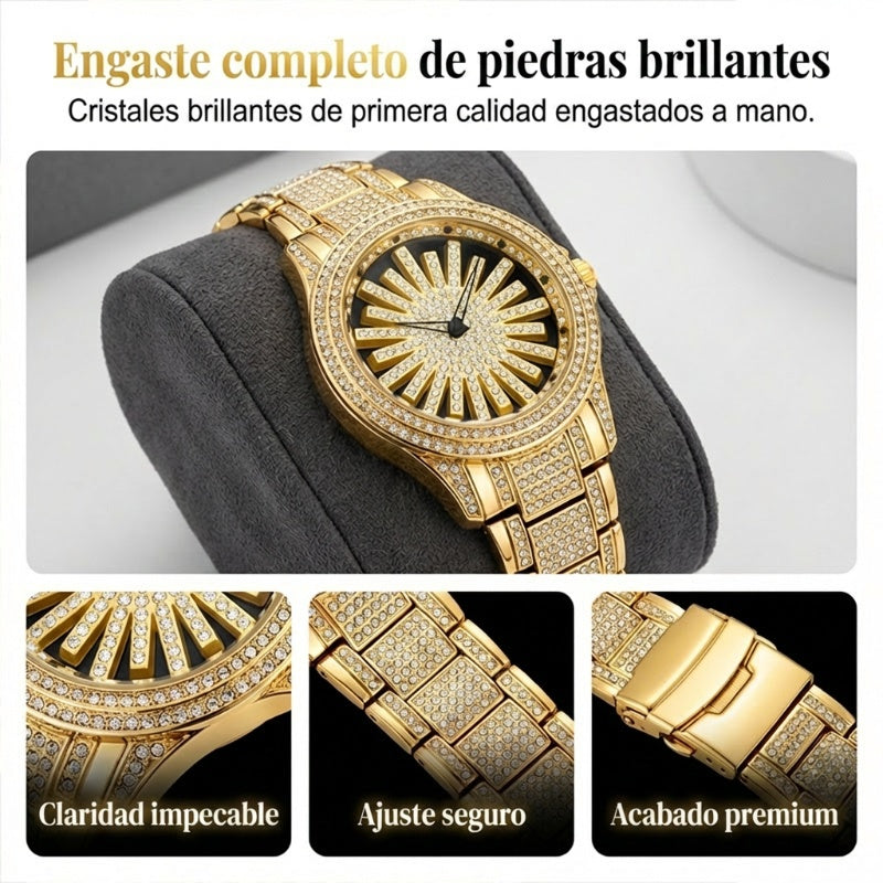 ⌚ ¡50% DE DESCUENTO AHORA! 💎 Reloj Iced-Out para Hombre con Dial Giratorio – Cristales Brillantes, Cuarzo Preciso y Vidrio Mineral Resistente ✨