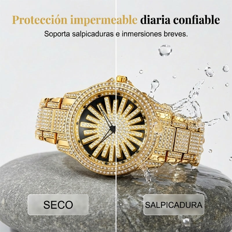 ⌚ ¡50% DE DESCUENTO AHORA! 💎 Reloj Iced-Out para Hombre con Dial Giratorio – Cristales Brillantes, Cuarzo Preciso y Vidrio Mineral Resistente ✨