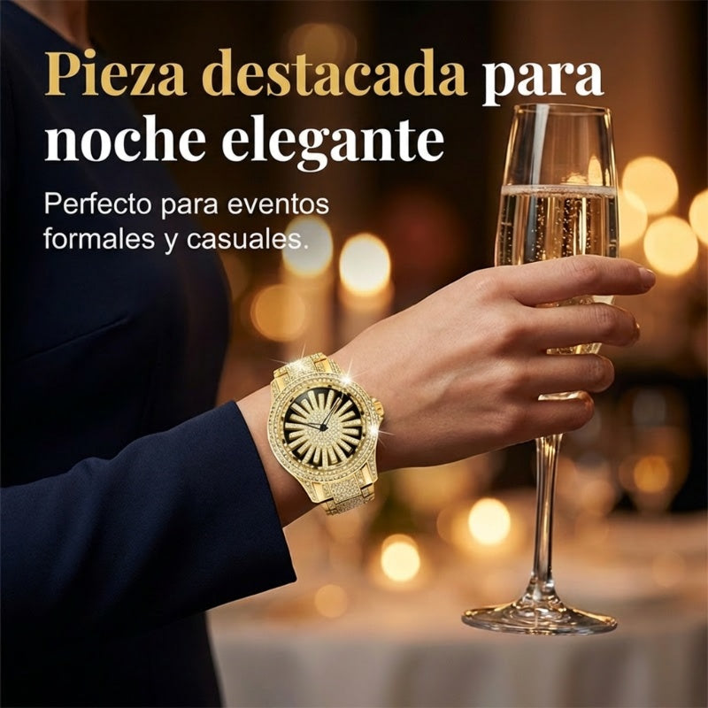 ⌚ ¡50% DE DESCUENTO AHORA! 💎 Reloj Iced-Out para Hombre con Dial Giratorio – Cristales Brillantes, Cuarzo Preciso y Vidrio Mineral Resistente ✨