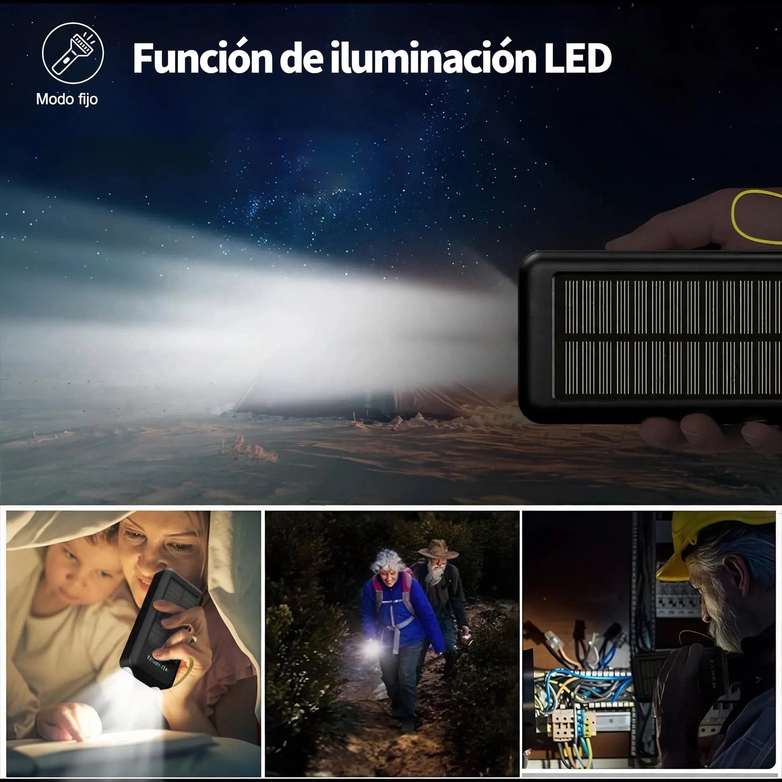 Kit de Emergencia Solar 20.000 mAh — Que Nunca te Falten Energía, Luz y Comunicación